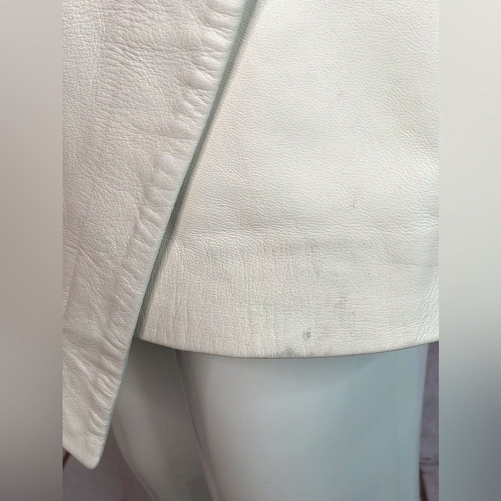 TRINA TURK Dalia Ivory Cream Lamb Leather Asymmetrical hem Dress Size 2 - Picture 12 of 16